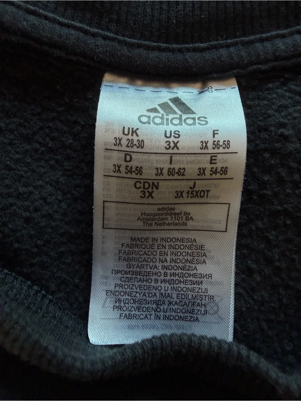 adidas Black Crewneck Sweatshirt with White Stripes 3XL